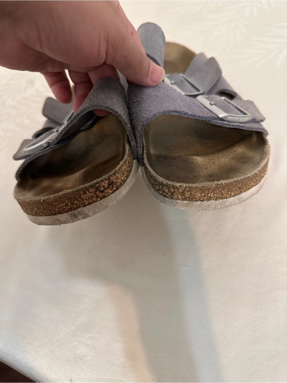 Birkenstock  women’s  Suede Double Strap Sandals in Gray